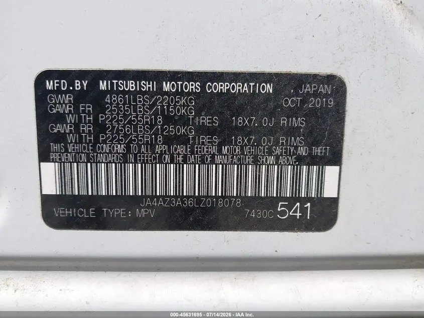 2020 MITSUBISHI OUTLANDER SEL 2.4 S-AWC