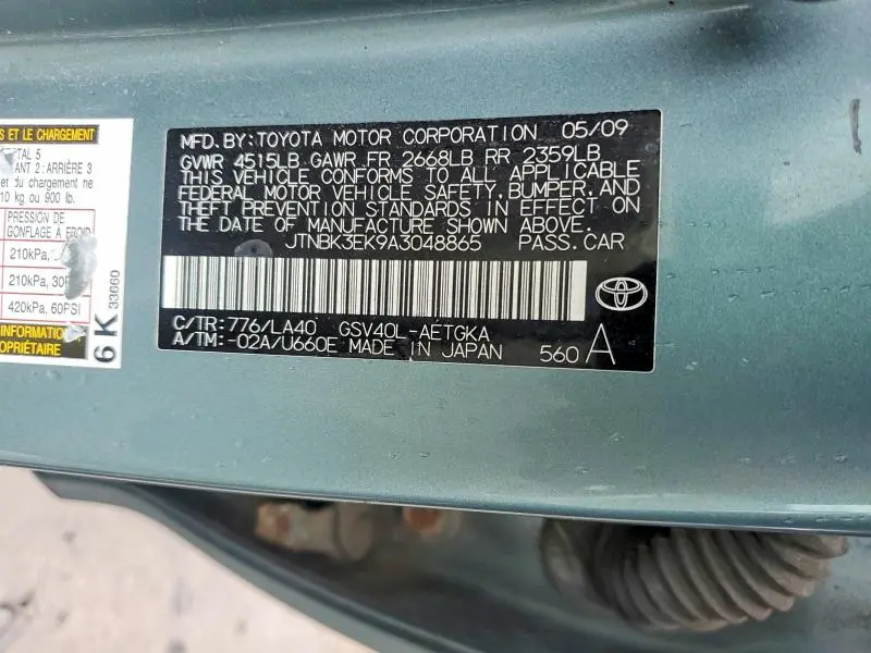 2010 TOYOTA CAMRY XLE V6  
