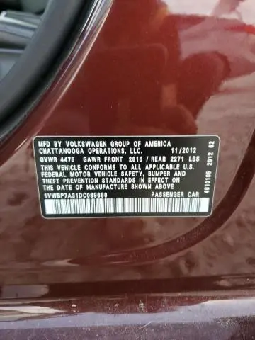 2013 VOLKSWAGEN PASSAT SE  