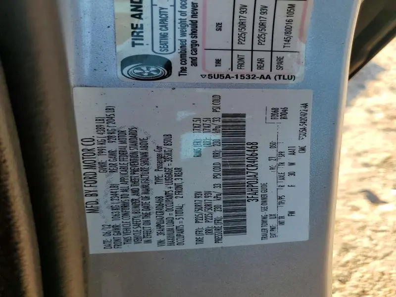 2012 FORD FUSION SEL  