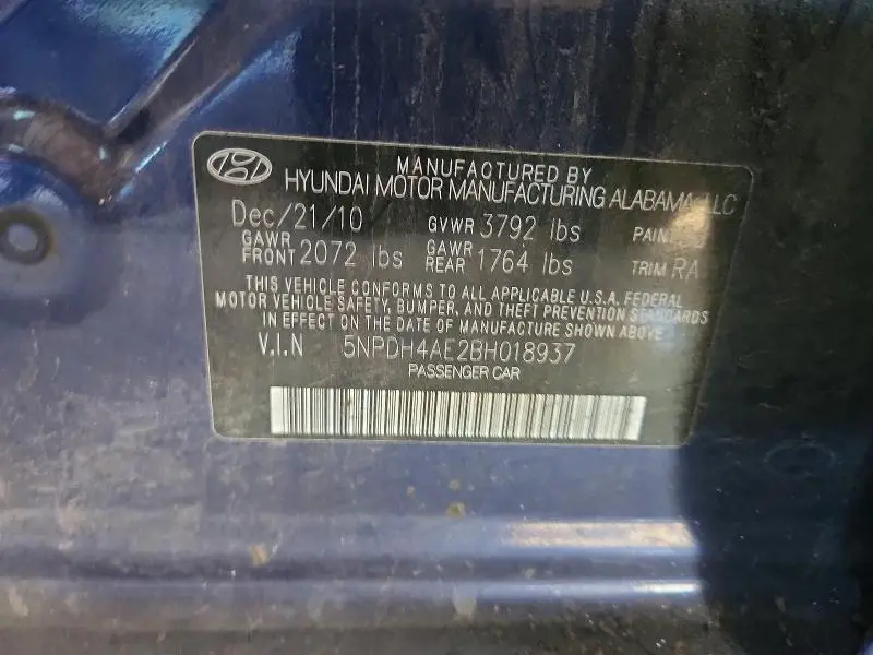 2011 HYUNDAI ELANTRA GLS  