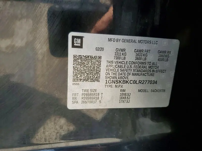 2020 CHEVROLET TAHOE K1500 LT  