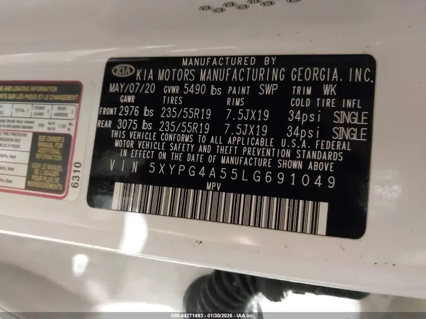 2020 KIA SORENTO 3.3L S