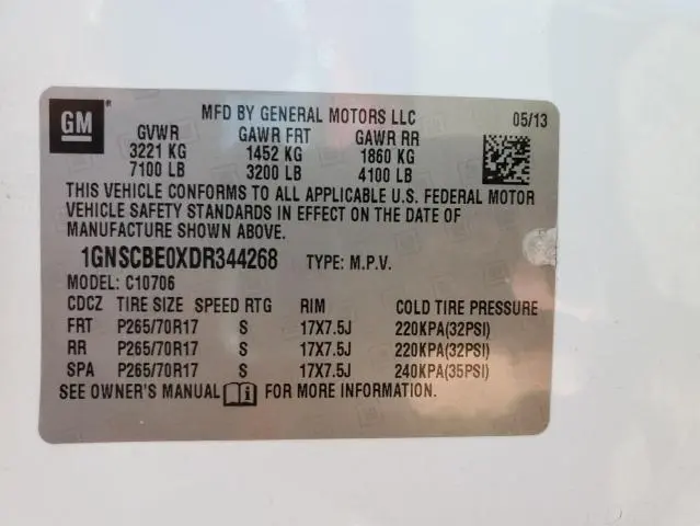 2013 CHEVROLET TAHOE C1500 LT  