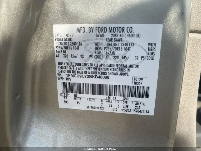 2011 FORD ESCAPE XLS