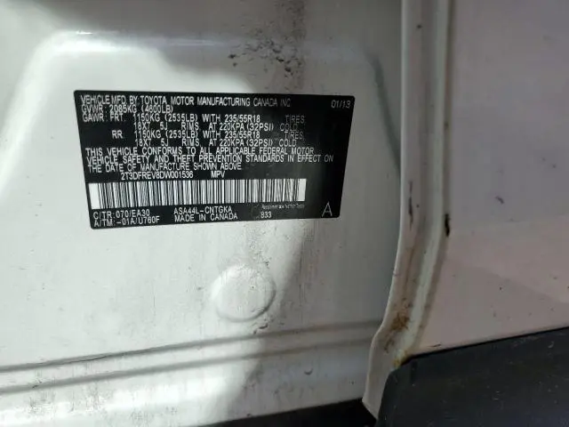 2013 TOYOTA RAV4 LIMITED  