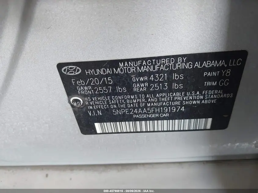 2015 HYUNDAI SONATA ECO