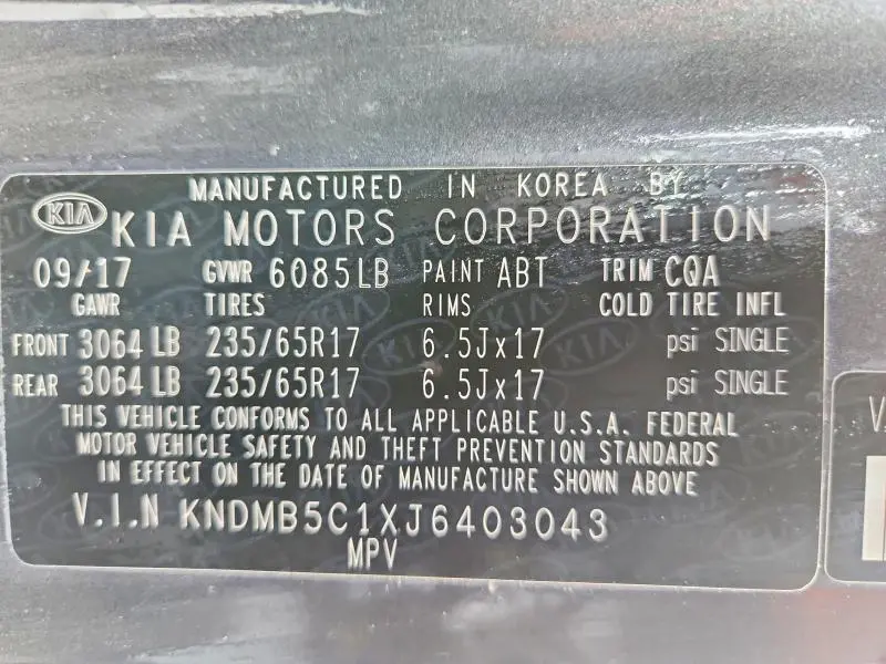 2018 KIA SEDONA LX  