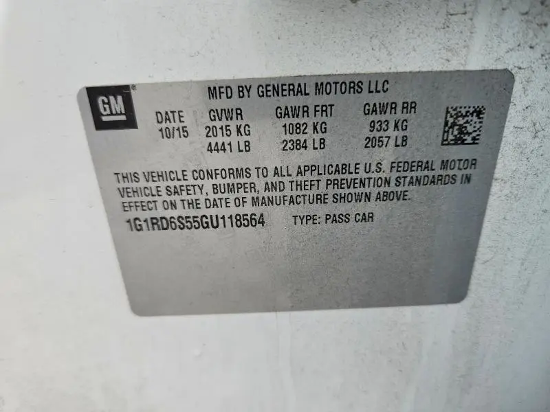 2016 CHEVROLET VOLT LTZ  