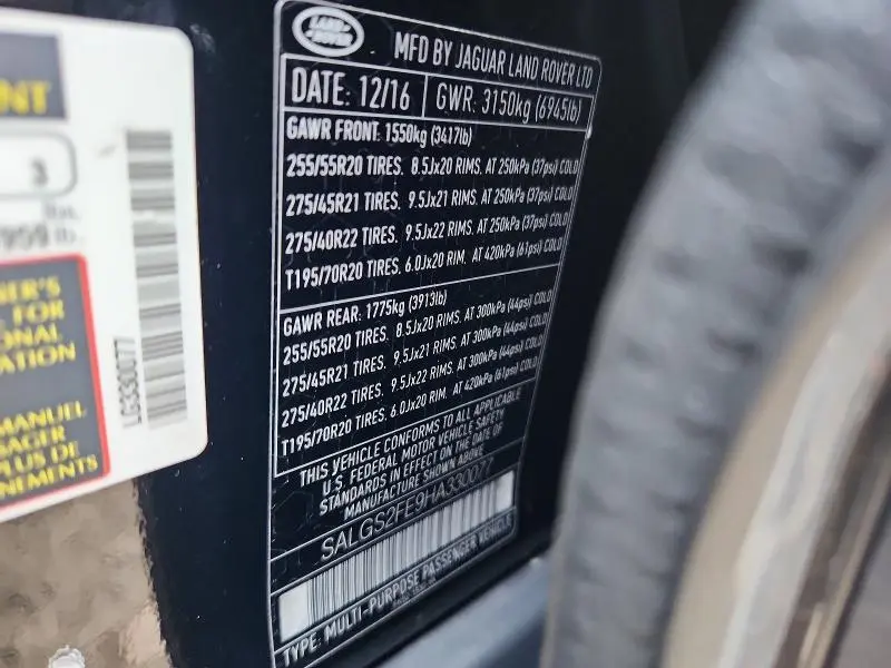 2017 LAND ROVER RANGE ROVER SUPERCHARGED  