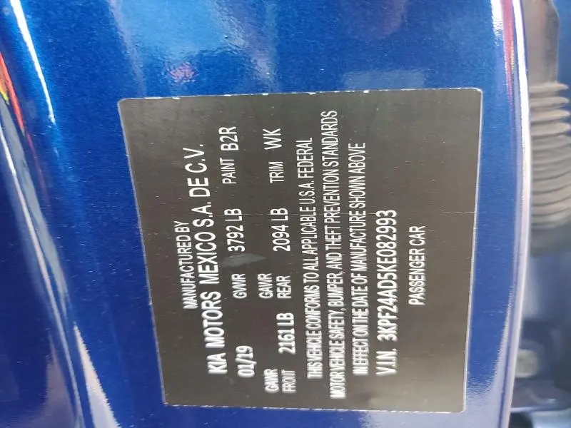 2019 KIA FORTE LXS  