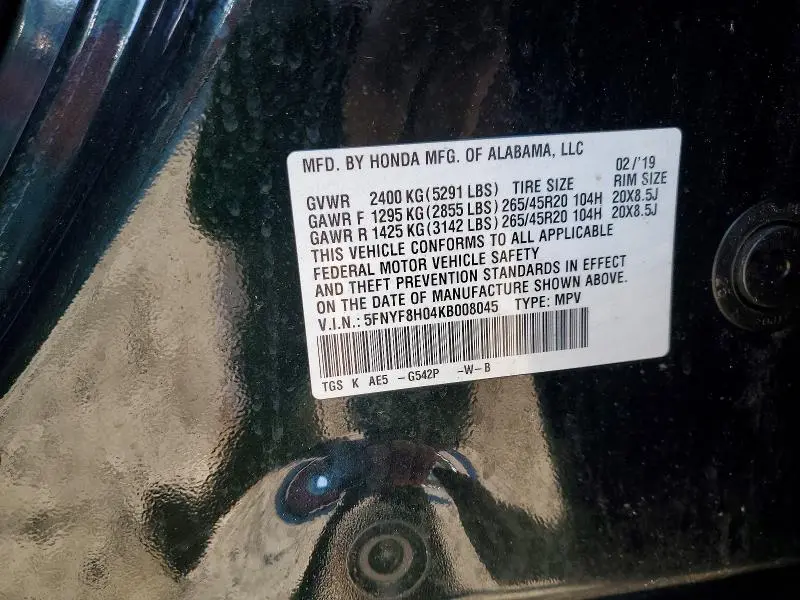 2019 HONDA PASSPORT ELITE  