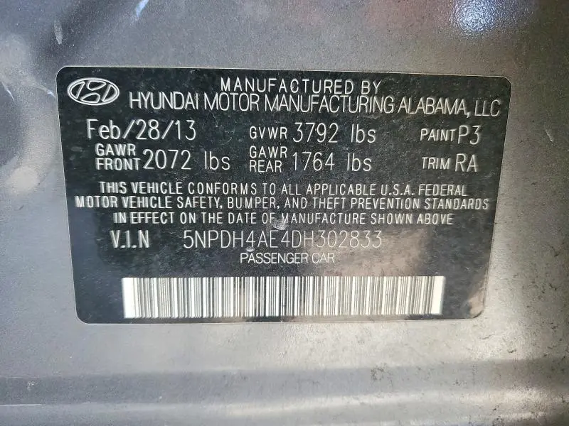 2013 HYUNDAI ELANTRA GLS  