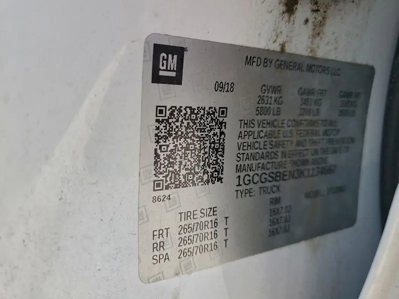 2019 CHEVROLET COLORADO   