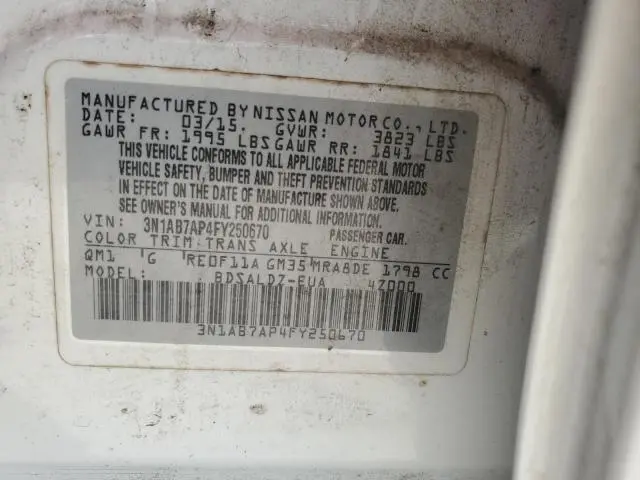 2015 NISSAN SENTRA S