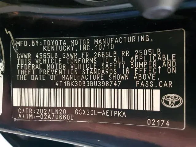 2011 TOYOTA AVALON BASE  