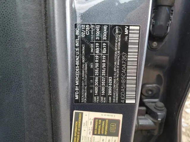 2012 MERCEDES-BENZ ML 350 4MATIC  