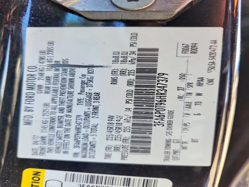 2017 FORD FUSION SE  