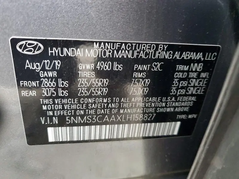 2020 HYUNDAI SANTA FE SEL 2.0T  