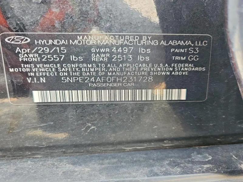 2015 HYUNDAI SONATA SE  