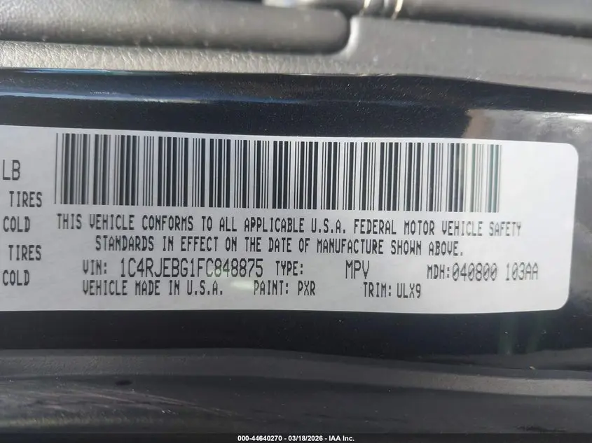 2015 JEEP GRAND CHEROKEE LIMITED