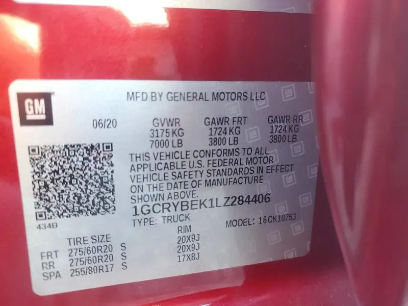 2020 CHEVROLET SILVERADO K1500 CUSTOM  