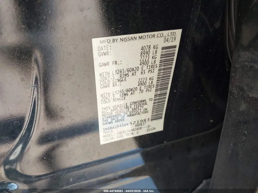 2019 NISSAN TITAN XD SV DIESEL