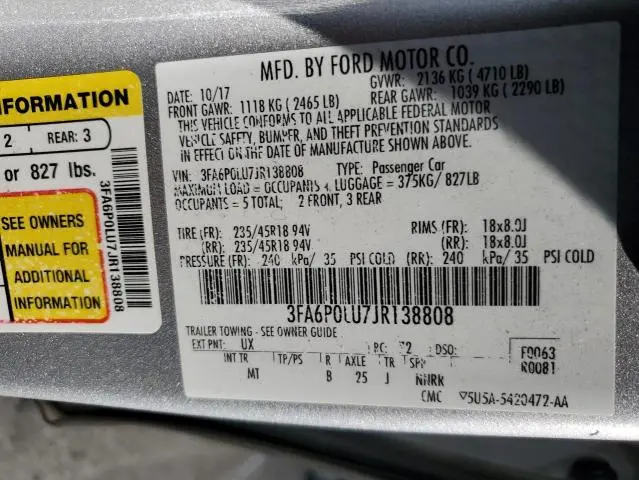 2018 FORD FUSION SE HYBRID  