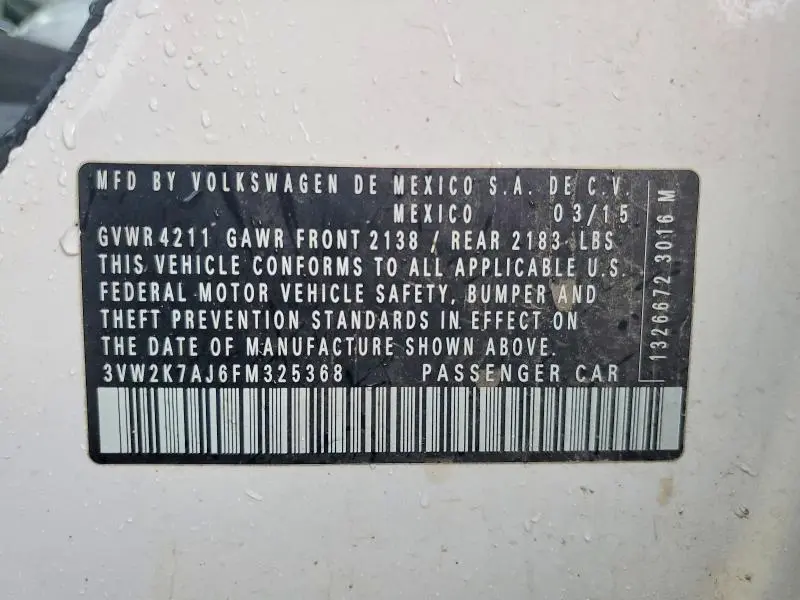 2015 VOLKSWAGEN JETTA BASE  