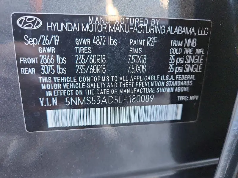 2020 HYUNDAI SANTA FE LIMITED  