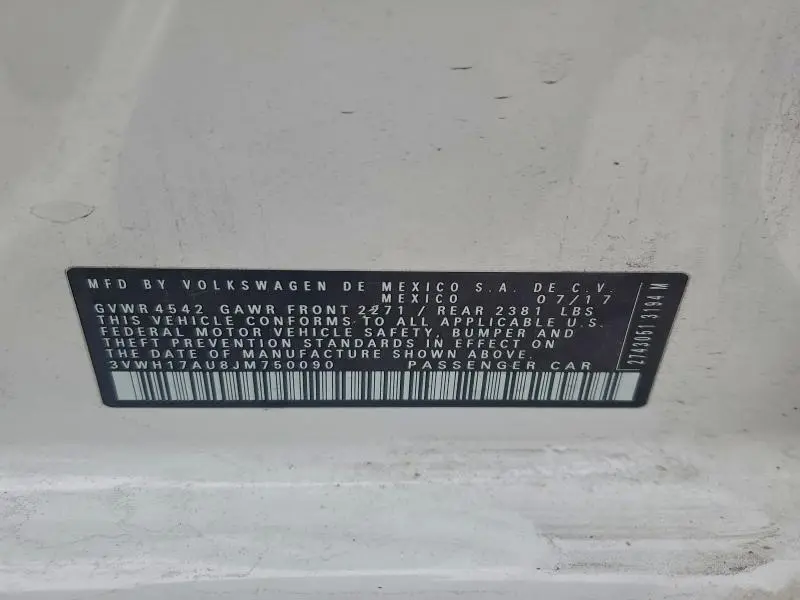 2018 VOLKSWAGEN GOLF ALLTRACK S  