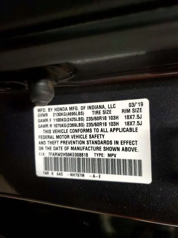 2019 HONDA CR-V EX  