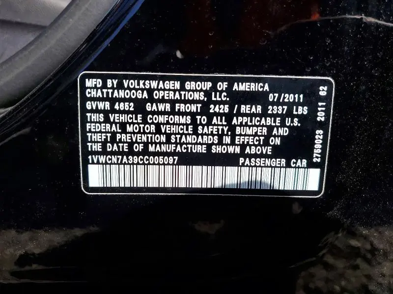 2012 VOLKSWAGEN PASSAT SEL  