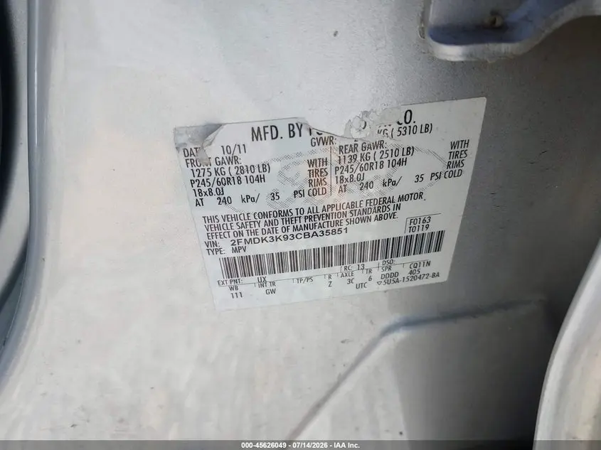 2012 FORD EDGE LIMITED
