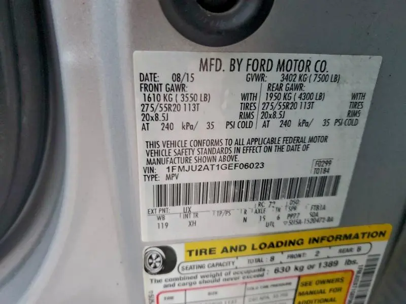 2016 FORD EXPEDITION LIMITED  