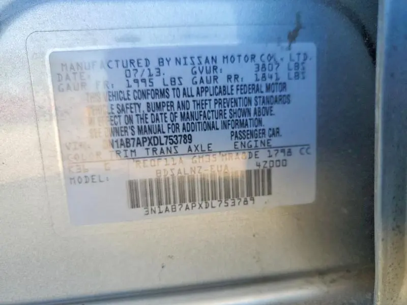 2013 NISSAN SENTRA S  