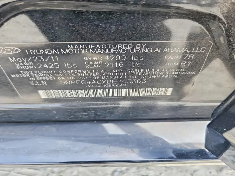 2011 HYUNDAI SONATA SE  