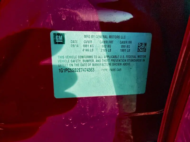 2014 CHEVROLET CRUZE LT  