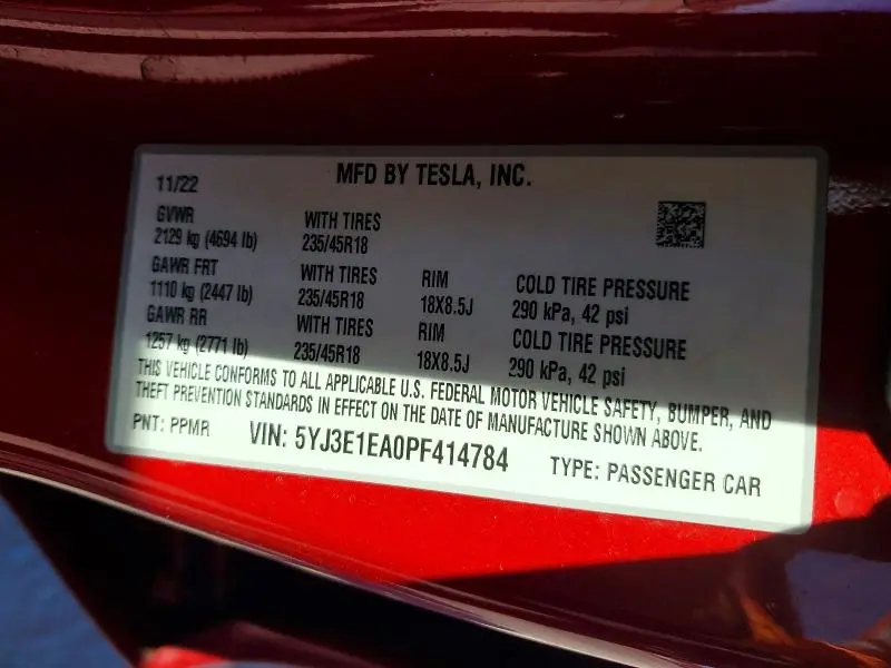 2023 TESLA MODEL 3   