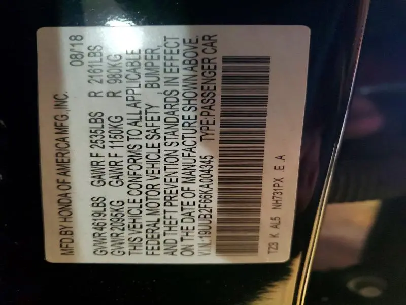 2019 ACURA TLX TECHNOLOGY  