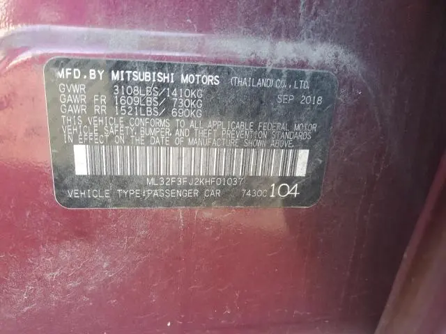 2019 MITSUBISHI MIRAGE G4 ES