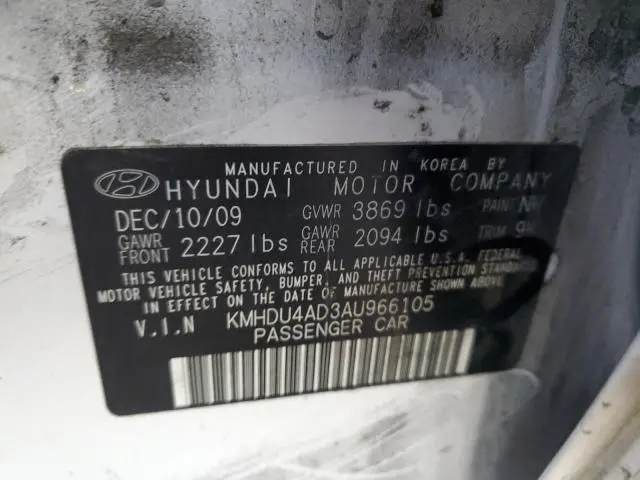 2010 HYUNDAI ELANTRA BLUE  