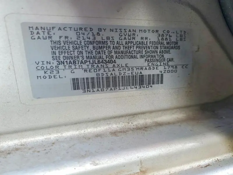 2018 NISSAN SENTRA SV  