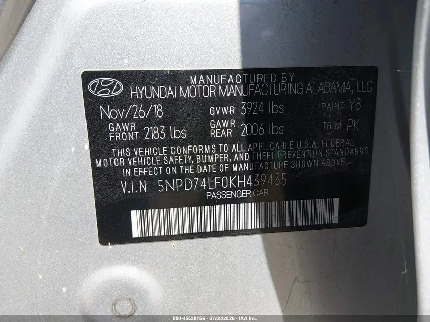 2019 HYUNDAI ELANTRA SE