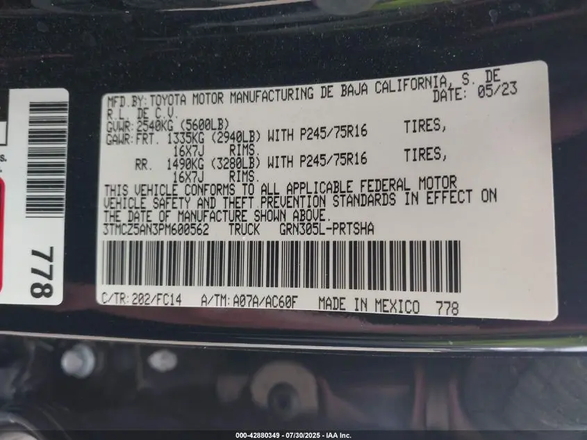 2023 TOYOTA TACOMA SR5 V6