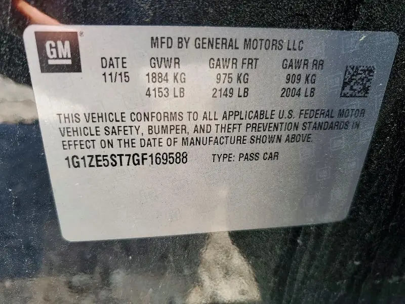 2016 CHEVROLET MALIBU LT  