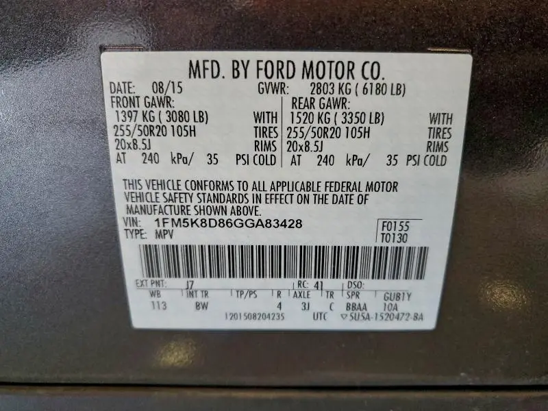 2016 FORD EXPLORER XLT  