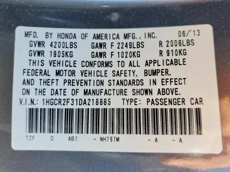 2013 HONDA ACCORD LX  