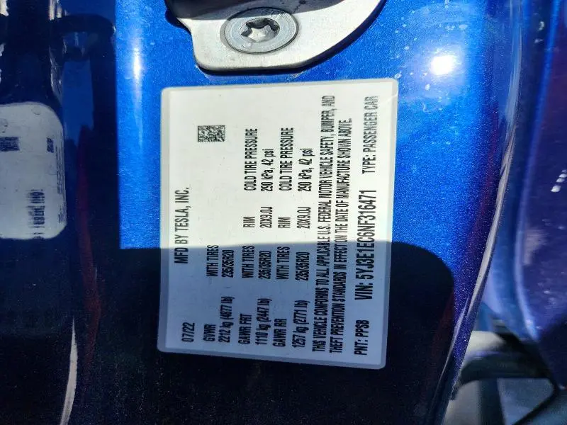 2022 TESLA MODEL 3   