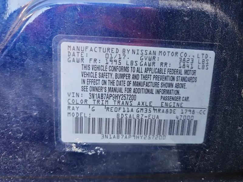 2017 NISSAN SENTRA S  